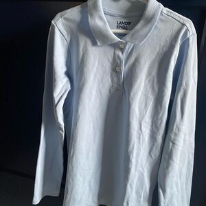 Lands' End Kids Blue Polo Shirt Classic Long-Sleeve